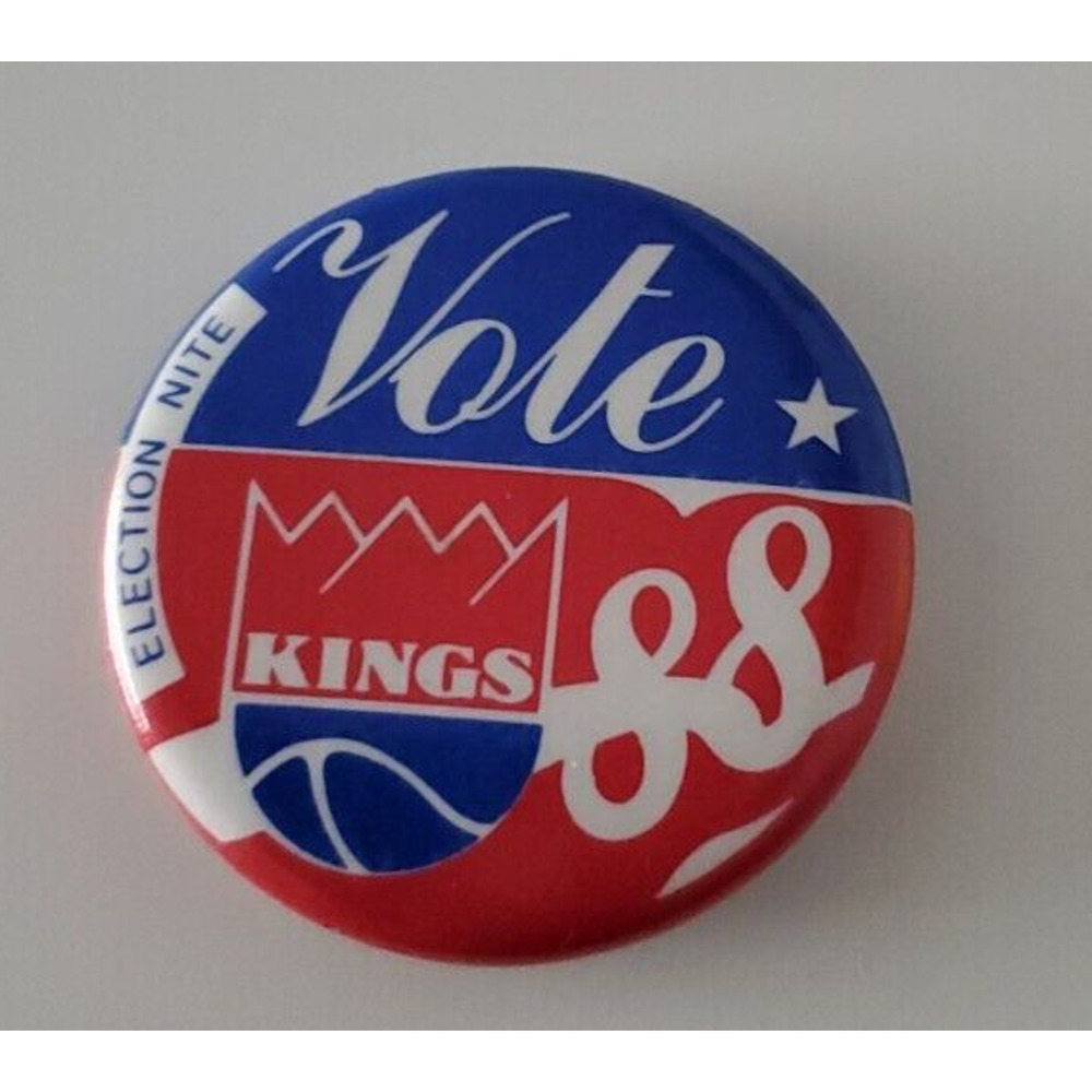 Sacramento Kings 1988 Election Night Vote Kings Basketball NBA Pin Button